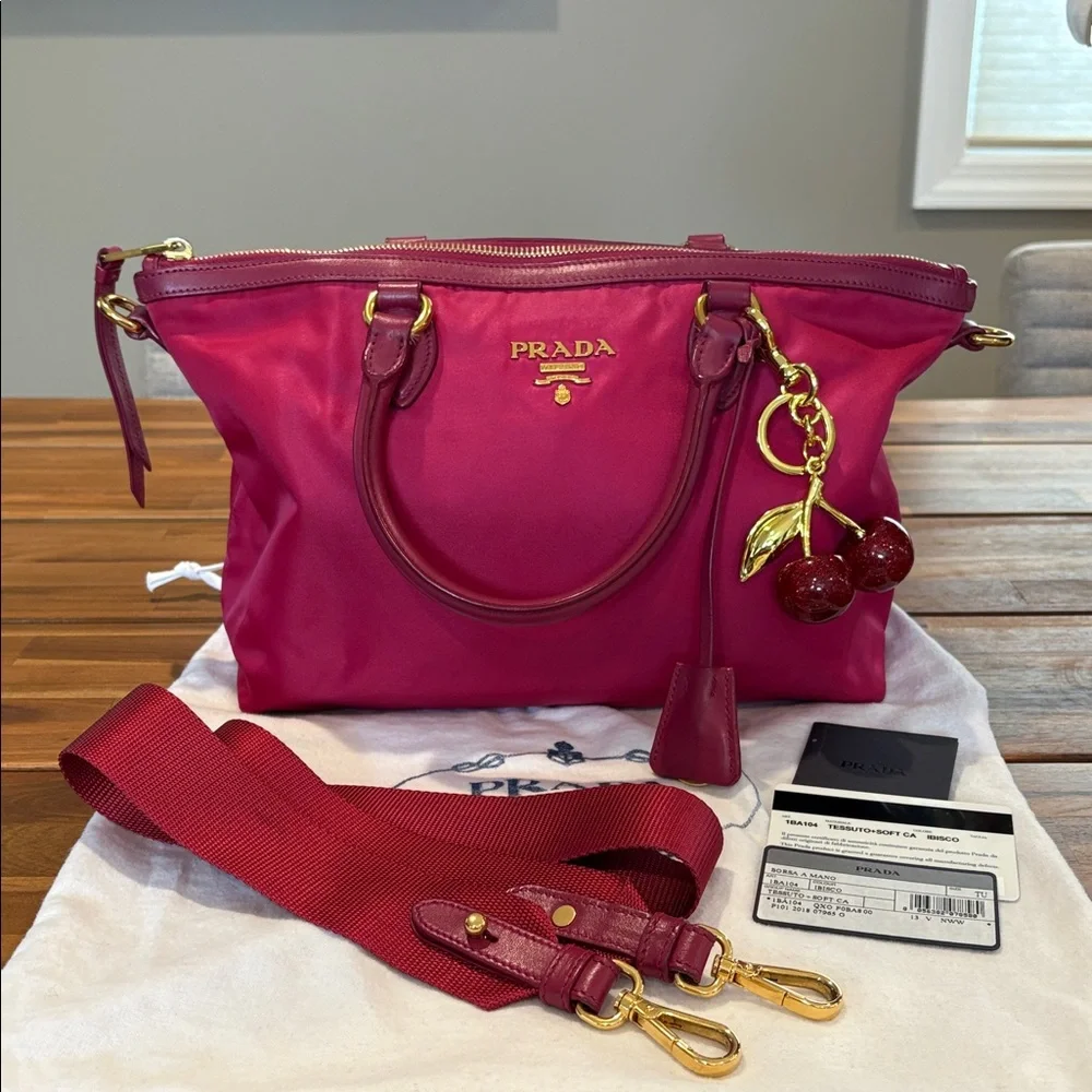 Authentic Prada Borsa Mano Ibisco Tessuto Purse with Strap - Picture 2 of 15